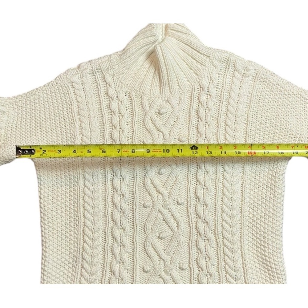 Vineyard Vines Cable Knit Turtleneck‎ Sweater Cream Navy Stripe XS - Picture 4 of 11